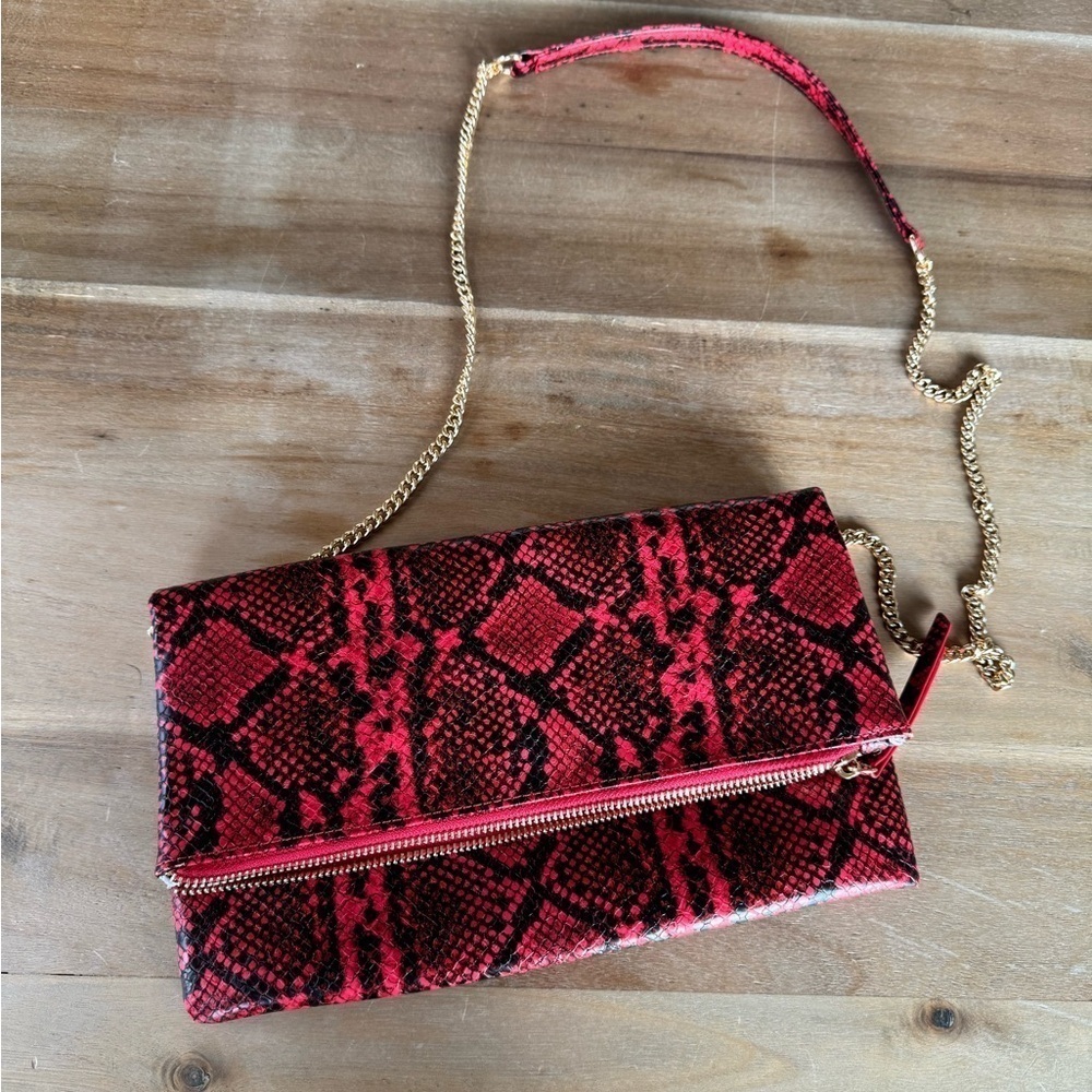 Lulus Red Python Crossbody Clutch